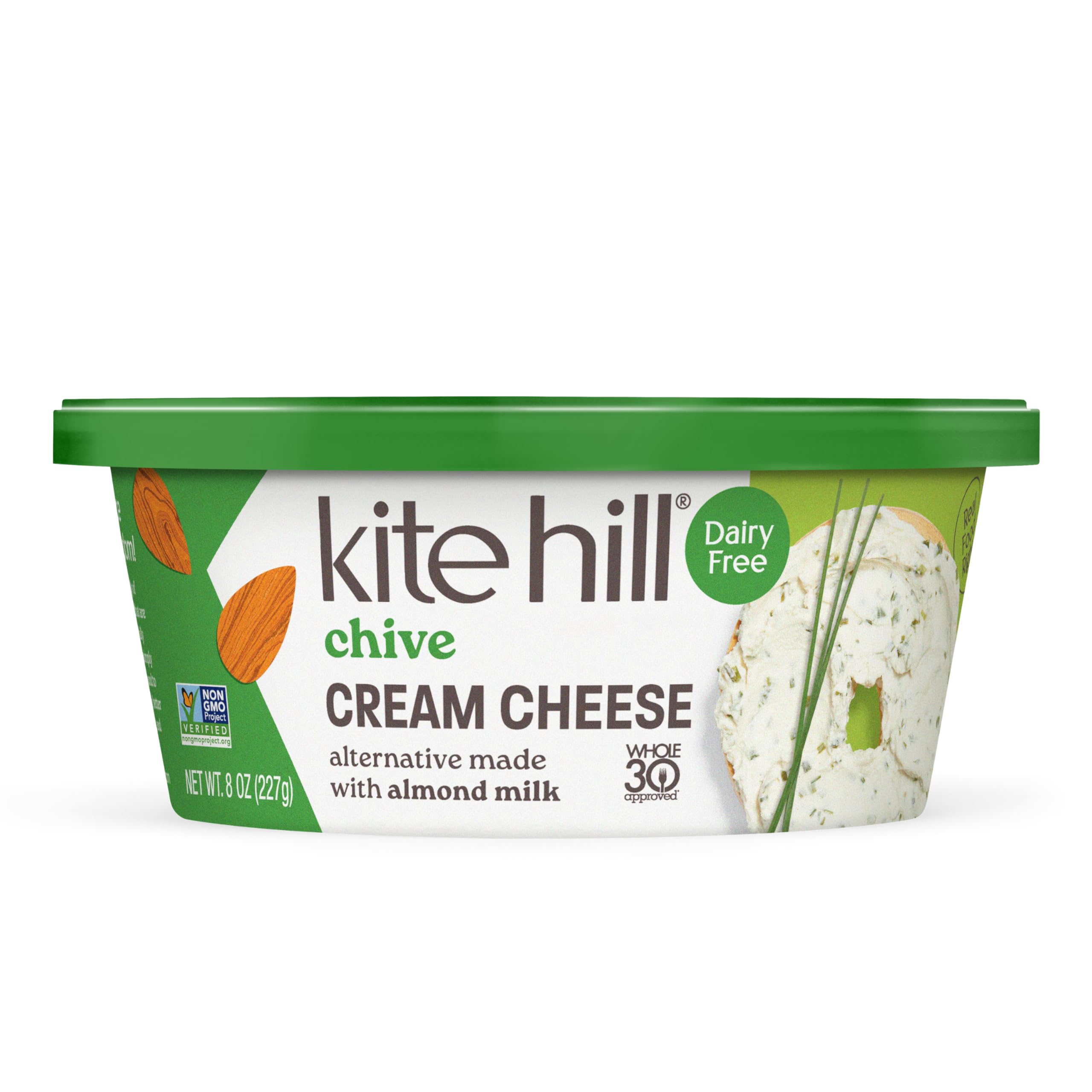 Kite Hill Chive Almond Milk Cream Cheese Style Spread 8 Ounces Dairy Free Whole 30 Approved Gluten Free