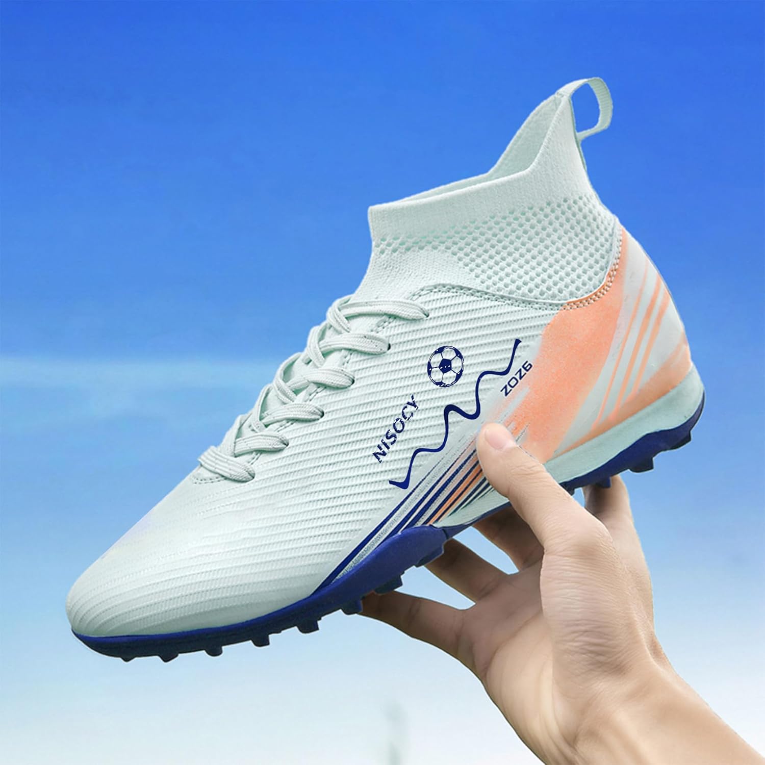NISOCY Soccer Shoes for Mens Womens Professional Cleats High-Top Athletic Turf Football Shoe Outdoor/Indoor Professional Futsal Football Training Sneaker - Image 5