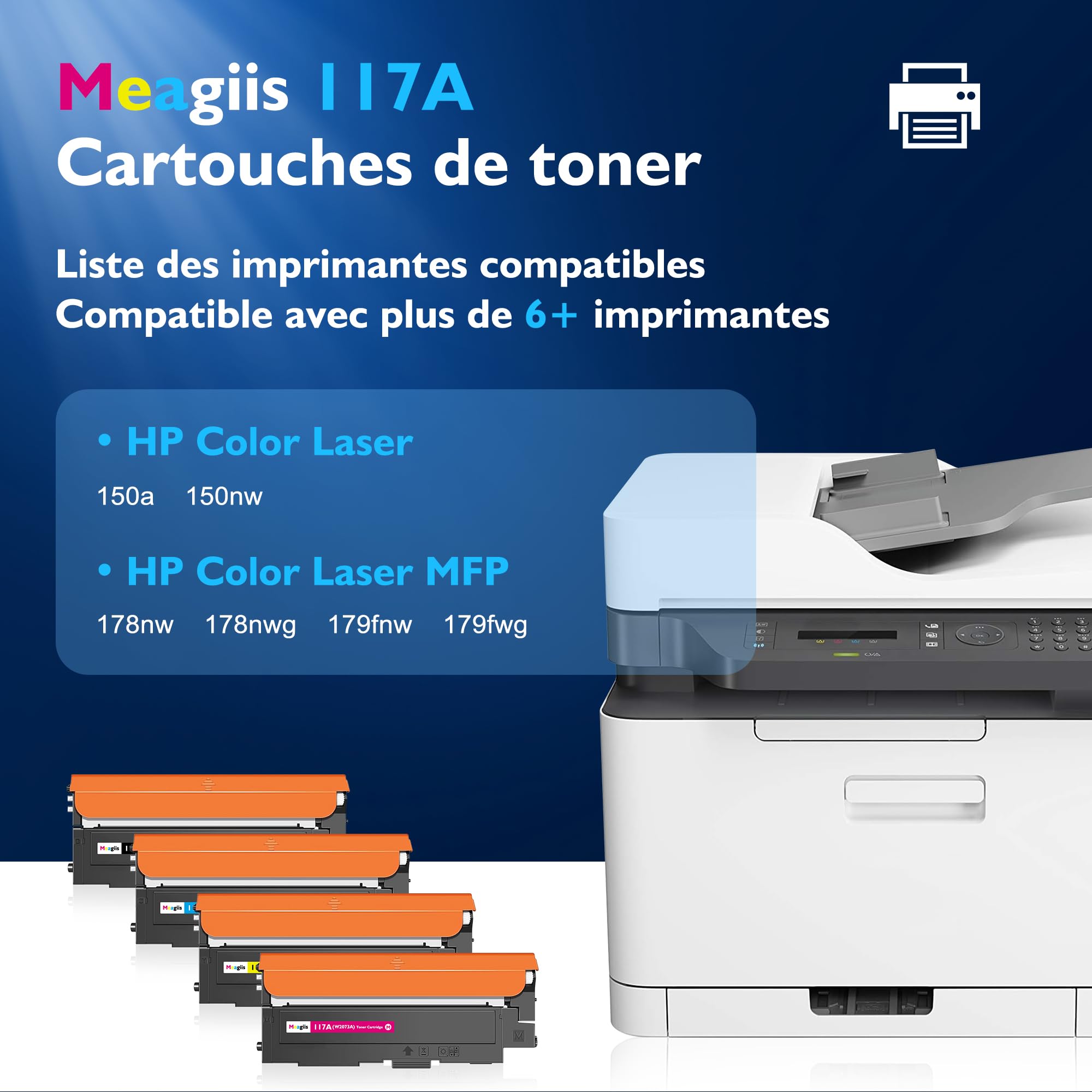 117A Toner Compatible pour HP 117A Toner (Lot de 4)
