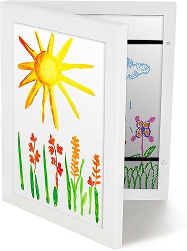 Americanflat Marco de arte infantil con apertura de marco de fotos de 8.5 x 11 pulgadas para proyectos de arte de niños en madera de ingeniería