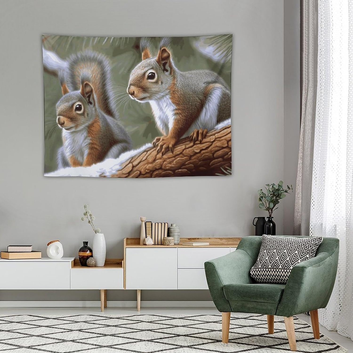 WSOIHFEC Tapestry Wide Wall Hanging Little Squirrel Tapestry Vintage Lightweight Wall Blanket Funny Tapestry Wall Art Home Decor Soft Mural for Bedroom Dorm Living Room 30"x40" image 5