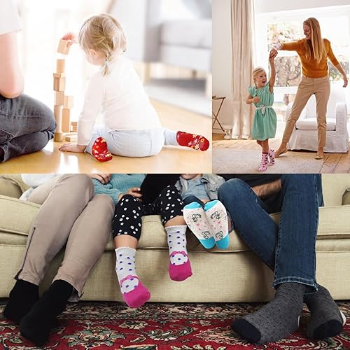 Miniatura 3 de ELUTONG Calcetines antideslizantes para bebés, calcetines antideslizantes para el tobillo, calcetines para niños de 0 a 7 años, 12 pares