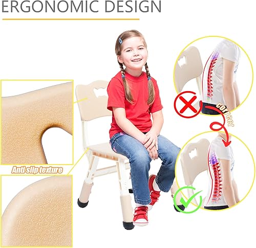 Miniatura 5 de Juego de mesa y sillas para niños, mesa y sillas para niños y niñas de 2 a 12 años, mesa de altura ajustable con 6 asientos, mesa preescolar, mesa