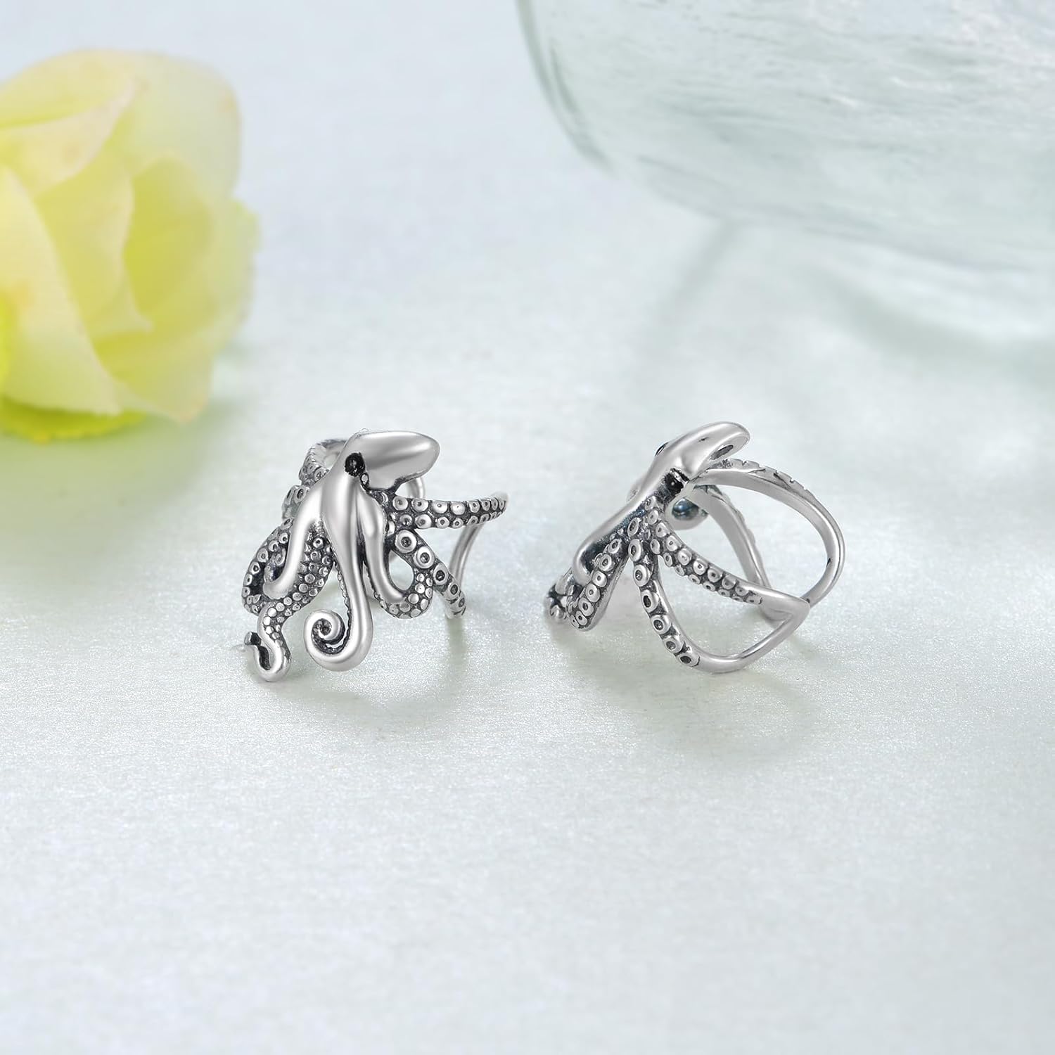 Octopus Ear Cuff 925 Sterling Silver Vintage Octopus Ear Cuff Earrings for Women Sea Animal Jewelry Gifts for Christmas Sea Lover - Image 3
