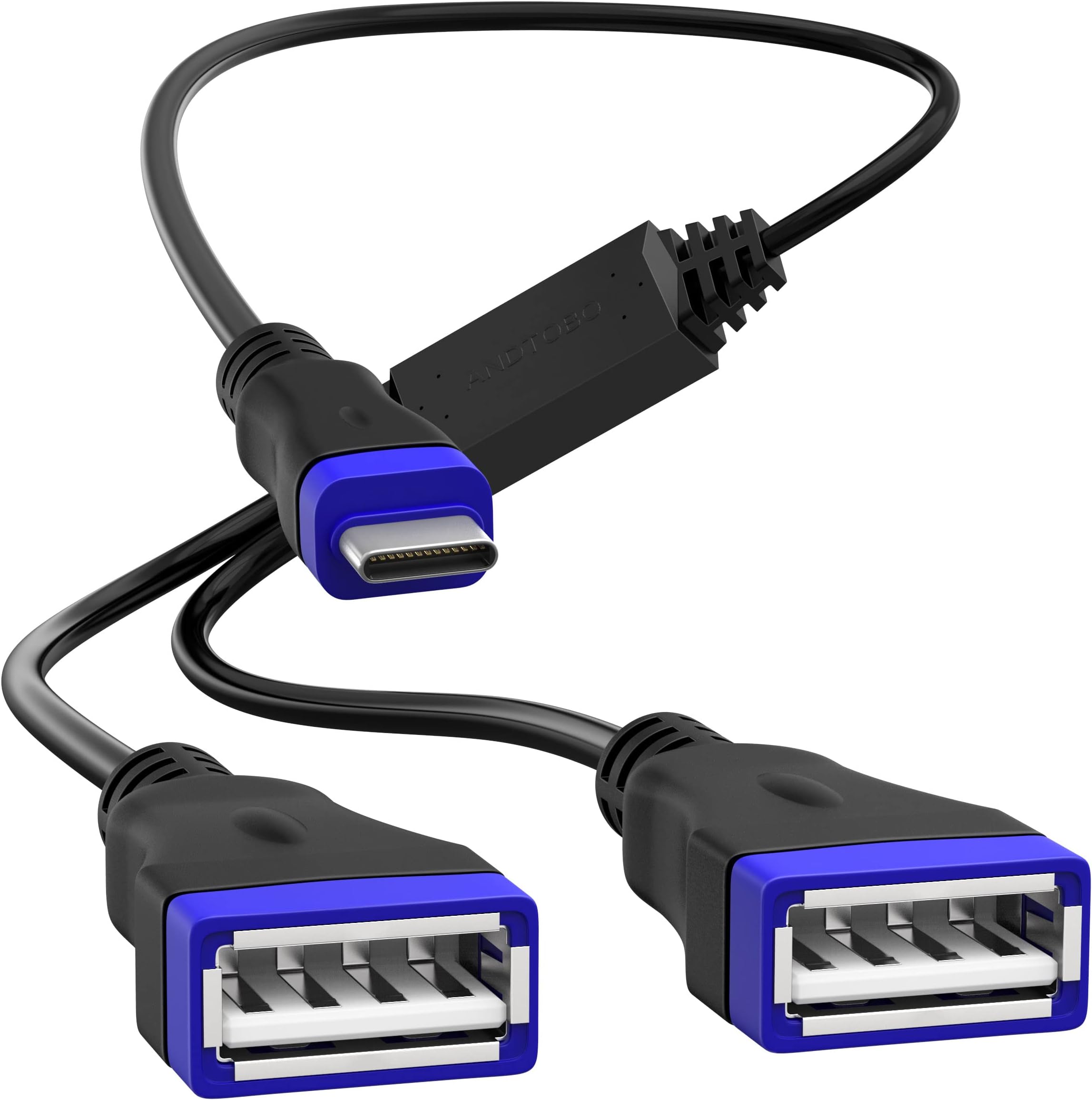 USB C Male to Dual USB Female Cable, ANDTOBO USB C OTG Splitter Cable, Thunderbolt 3 Splitter Y Cable Charger Cord Multiple Hub for Laptop , PC, Phone, Charging
