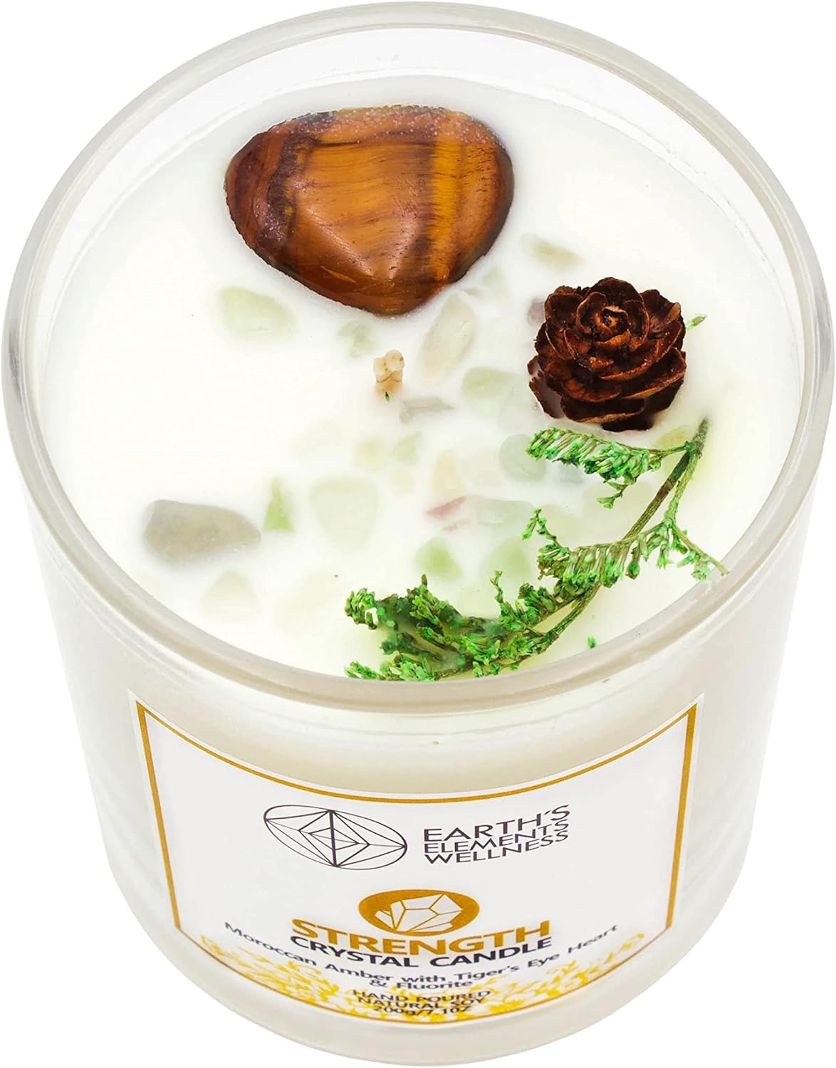 Earth’s Elements Wellness Candle Strength Crystal Candle