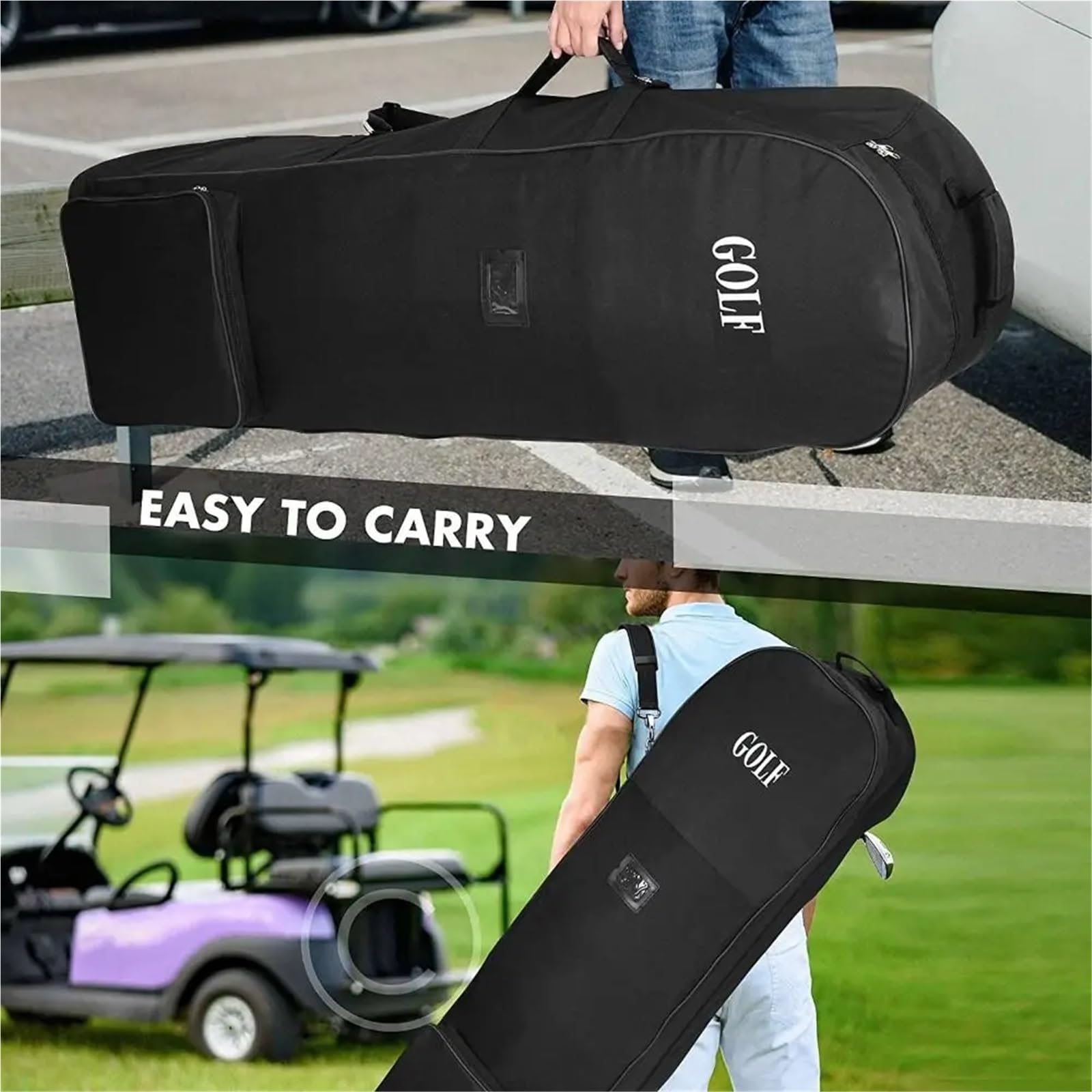 Funda para Bolsa De Golf Bolsa de Viaje Plegable for Palos Golf con Ruedas, Gran Capacidad Almacenamiento, Impermeable, 600D, Transporte aviación