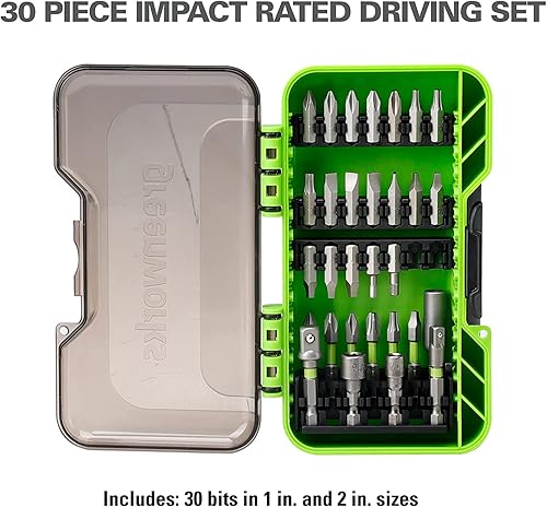 Miniatura 7 de Greenworks Kit combinado de taladro/destornillador sin escobillas de 24 V + impulsor de impacto, baterías y cargador incluidos, con juego de brocas