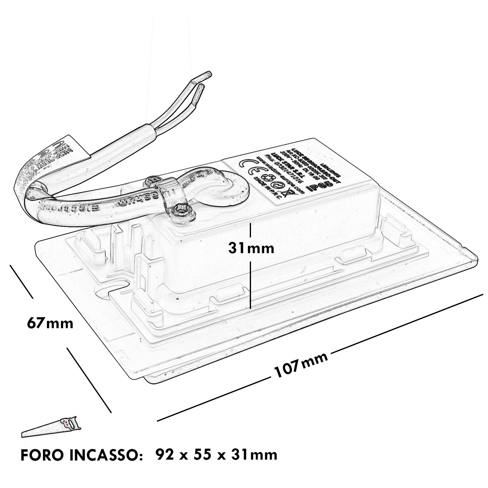 Segnapassi esterno LED faretto 3W incasso 503 4000K IP65 cornice silver bianco