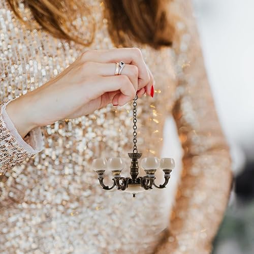 Miniatura 2 de VOSAREA Lámpara de araña en miniatura 112, lámpara de techo para casa de muñecas, lámpara colgante modelo de araña mini lámpara de techo para casa