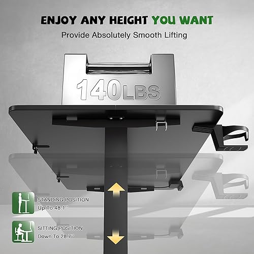 Miniatura 4 de Furmax Escritorio eléctrico de pie con monitor y estación de trabajo para laptop, escritorio de pie ajustable de 47 x 24 pulgadas, estación de