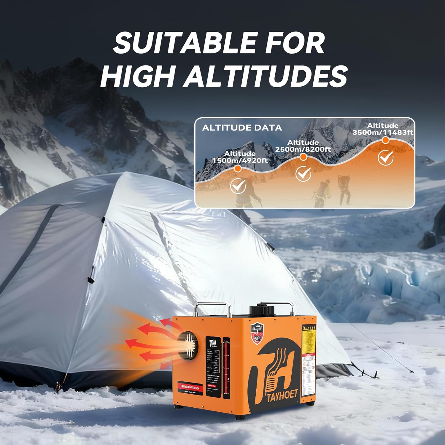 9L Diesel Heater, 12V/24V/110V 8KW Portable Diesel Heaters with LCD Switch, Remote Control for Camping, RV, Garage, Car, Tent, Boat Heater, Orange