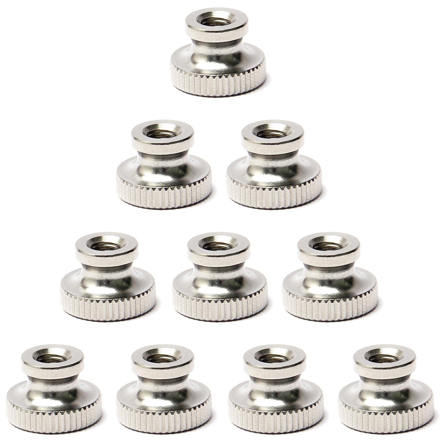 Yinpecly M4 304 Stainless Steel Knurled Thumb Nuts Round Knobs with Whitewash for Cabinets Tool Boxes Silver Tone 10pcs