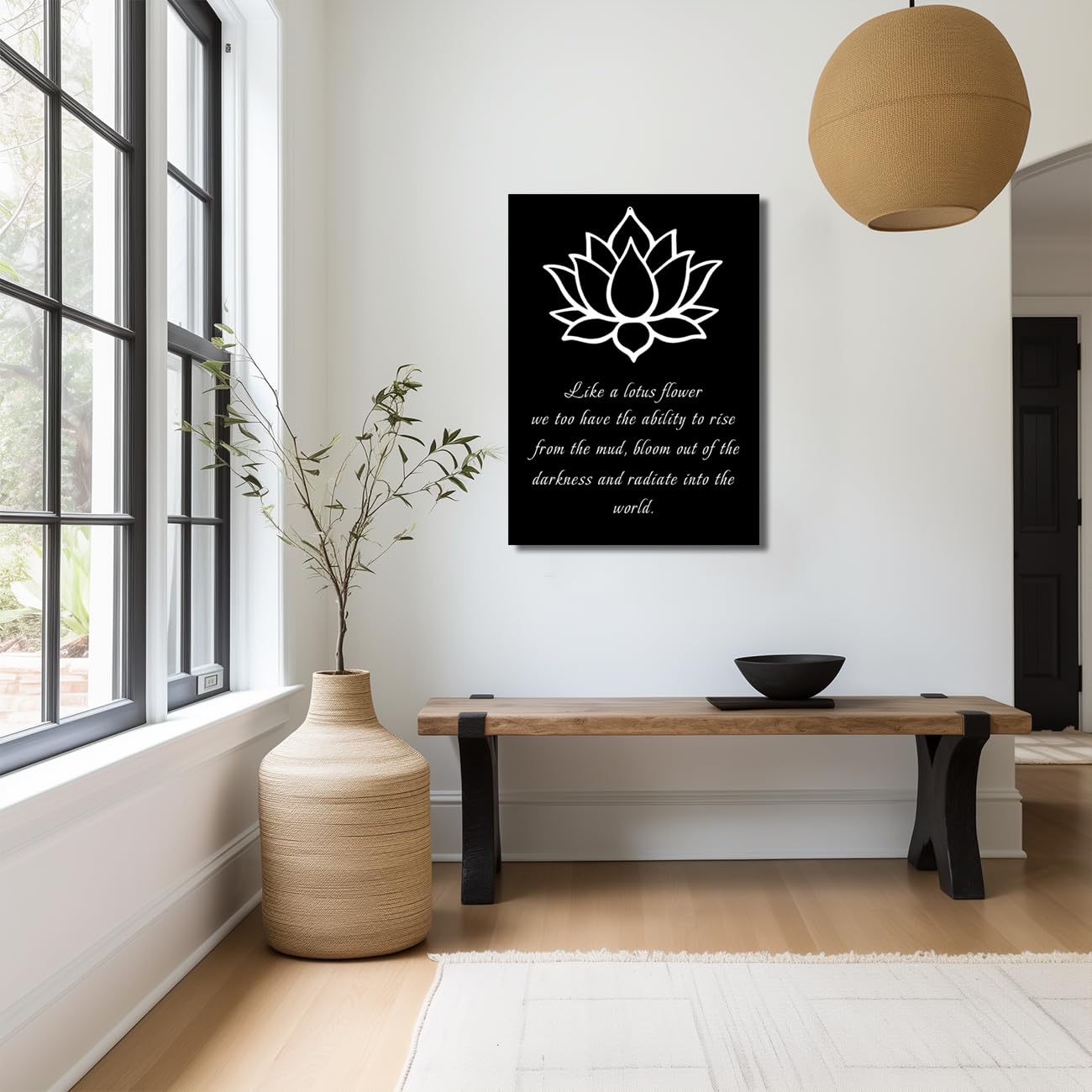 Cuadro Decorativo de Lienzo con diseño de Flor de Loto, Citas Inspiradoras, póster para SPA, láminas Decorativas para Yoga, meditación y Ambiente Espiritual (Flor de Loto-3, 50x75
