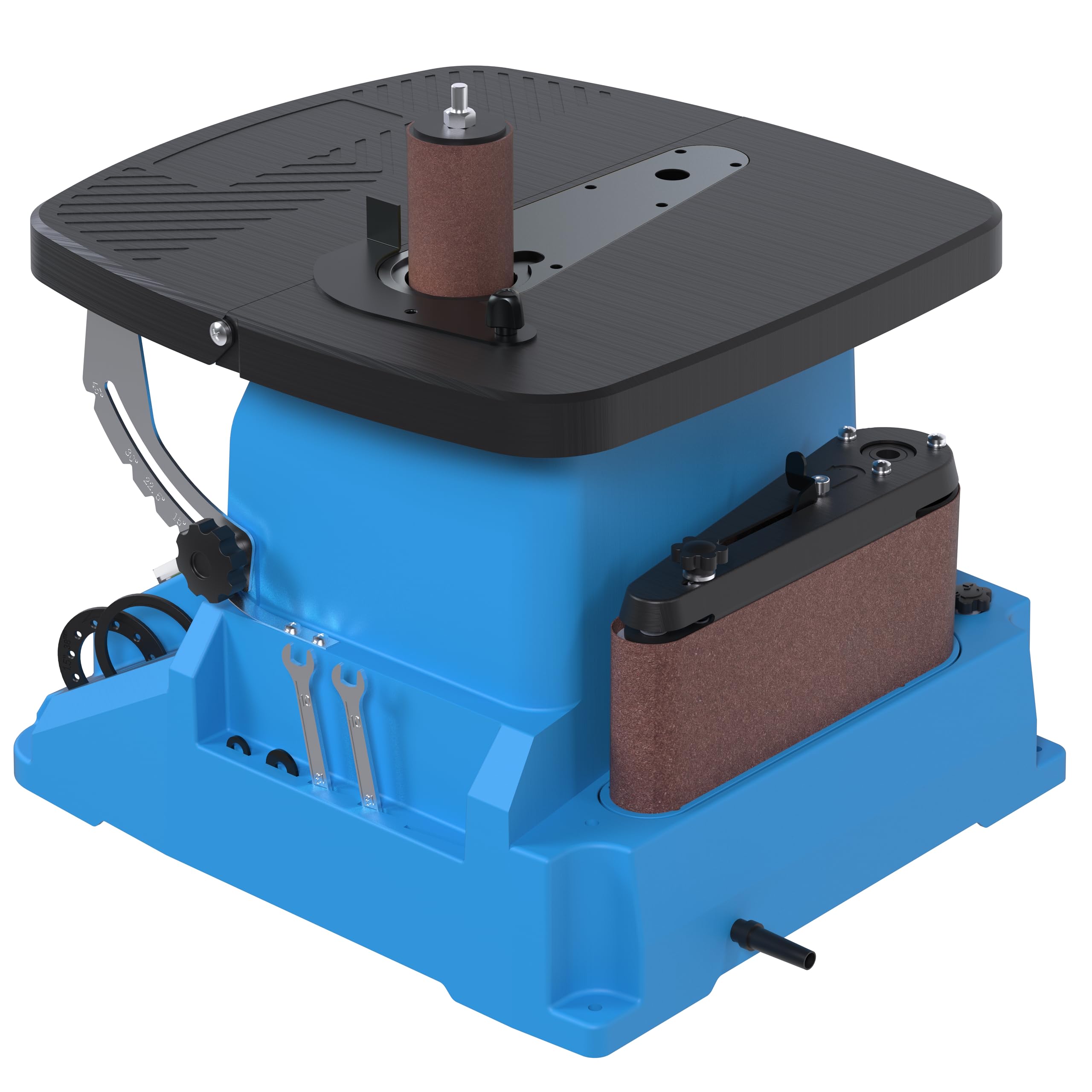 Güde Smerigliatrice a nastro GSBSM 500 (230 V, 500 W, 2000 min-1, velocità del mandrino, 8 m/s, oscillazione, dispositivo 2 in 1, conversione senza attrezzi, tavolo regolabile 0-45°, accessori inclusi