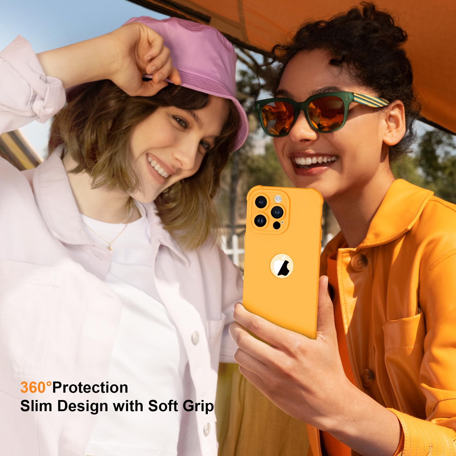ORETECH Compatibile con Cover iPhone 14 Pro Max,Custodia iPhone 14 Pro Max con [ 2 x Pellicola Protettiva Vetro Temperato] 2 in 1 Ultra Sottile Antiurto Hard PC Silicone Anti Graffio Cover - Giallo - Vista 3