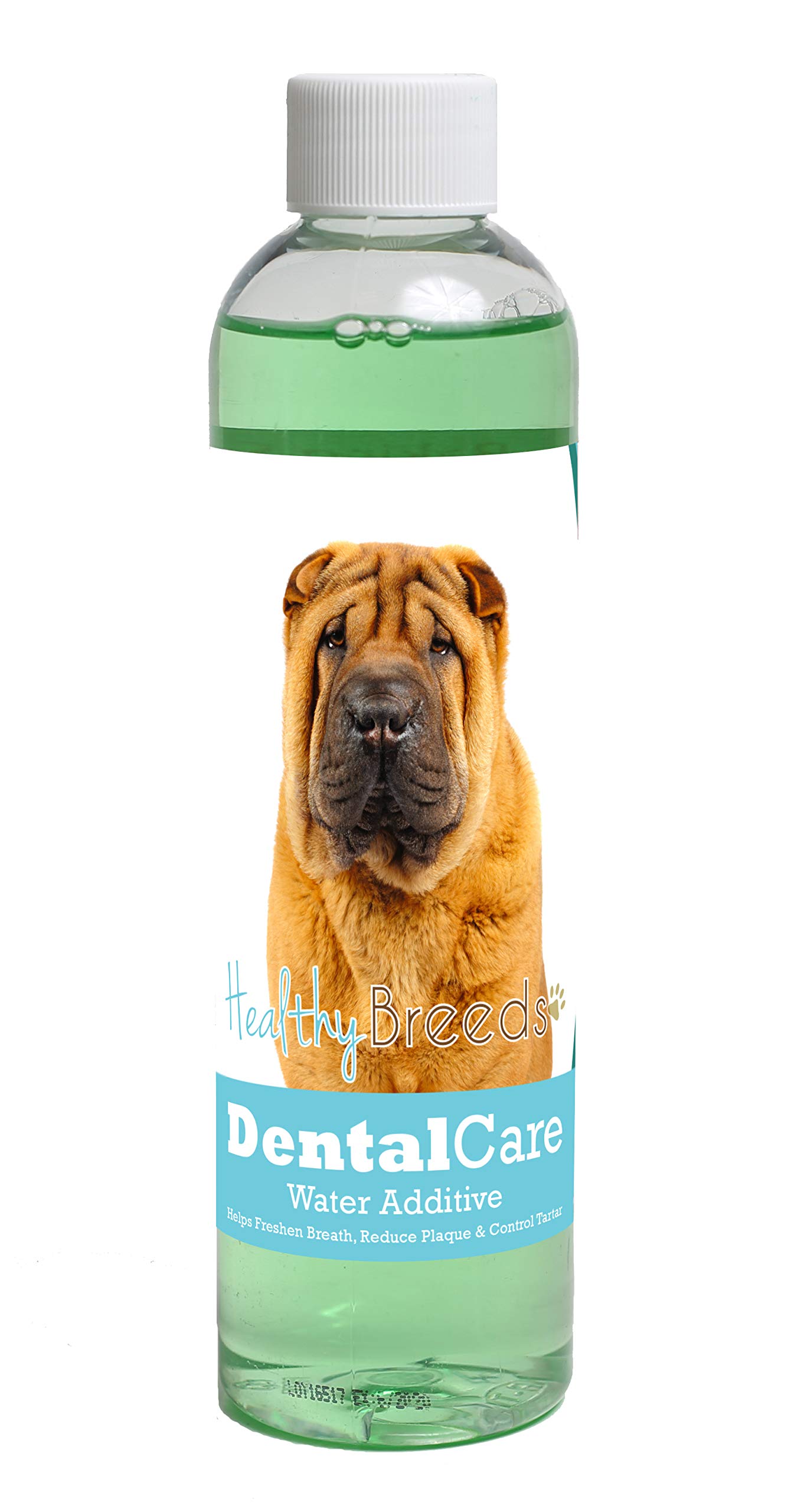 Healthy Breeds Dog Dental Care Water Additive for Chinese Shar Pei - Helps Freshen Breath, Reduce Plaque &amp; Control Tartar - Mint Flavor - 8 oz