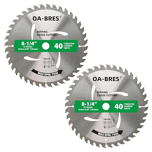 Hoja de sierra circular de 8-14 pulgadas y 40 dientes con eje de 58 pulgadas, cuchilla de corte cruzado TCT ATB para corte de madera (paquete de 2)