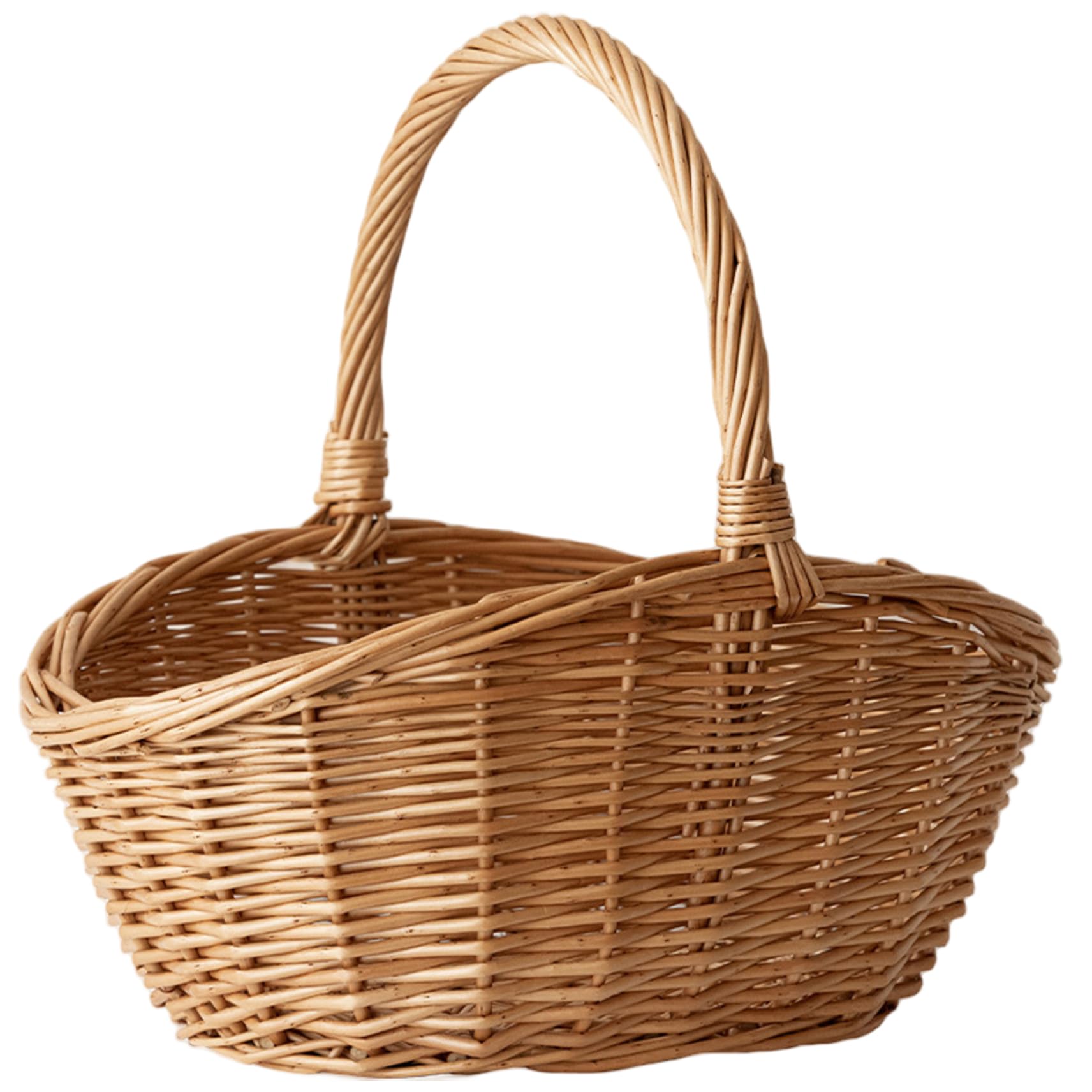 Wicker Basket with Handle, Portable Large Capacity Woven Wicker Picnic Baskets for Fruit Vegetable Flowers Organizing