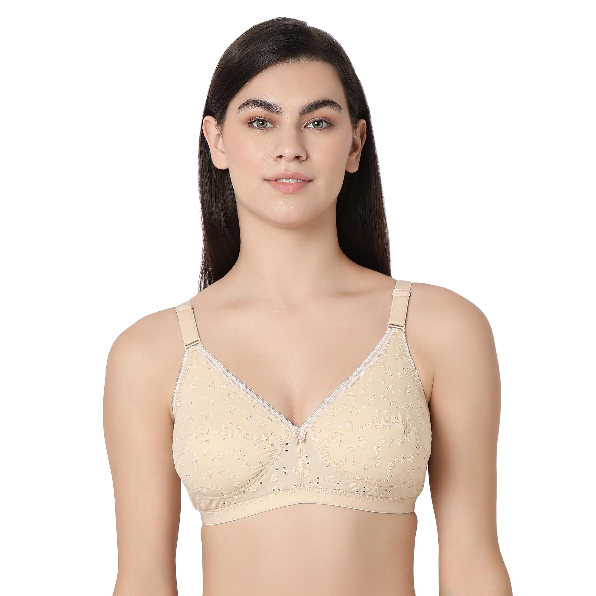JULIET Women's Everyday Breathable Chikan Cotton Bra 1252