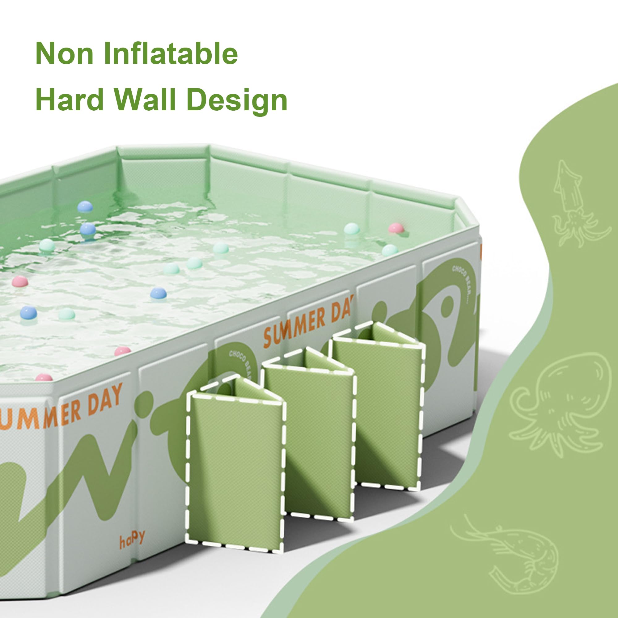 Piscina Elevada Plegable Grande para Niños y Adultos | Piscina Familiar Rectangular No Inflable con Soportes Laterales(green,122in/310cm)