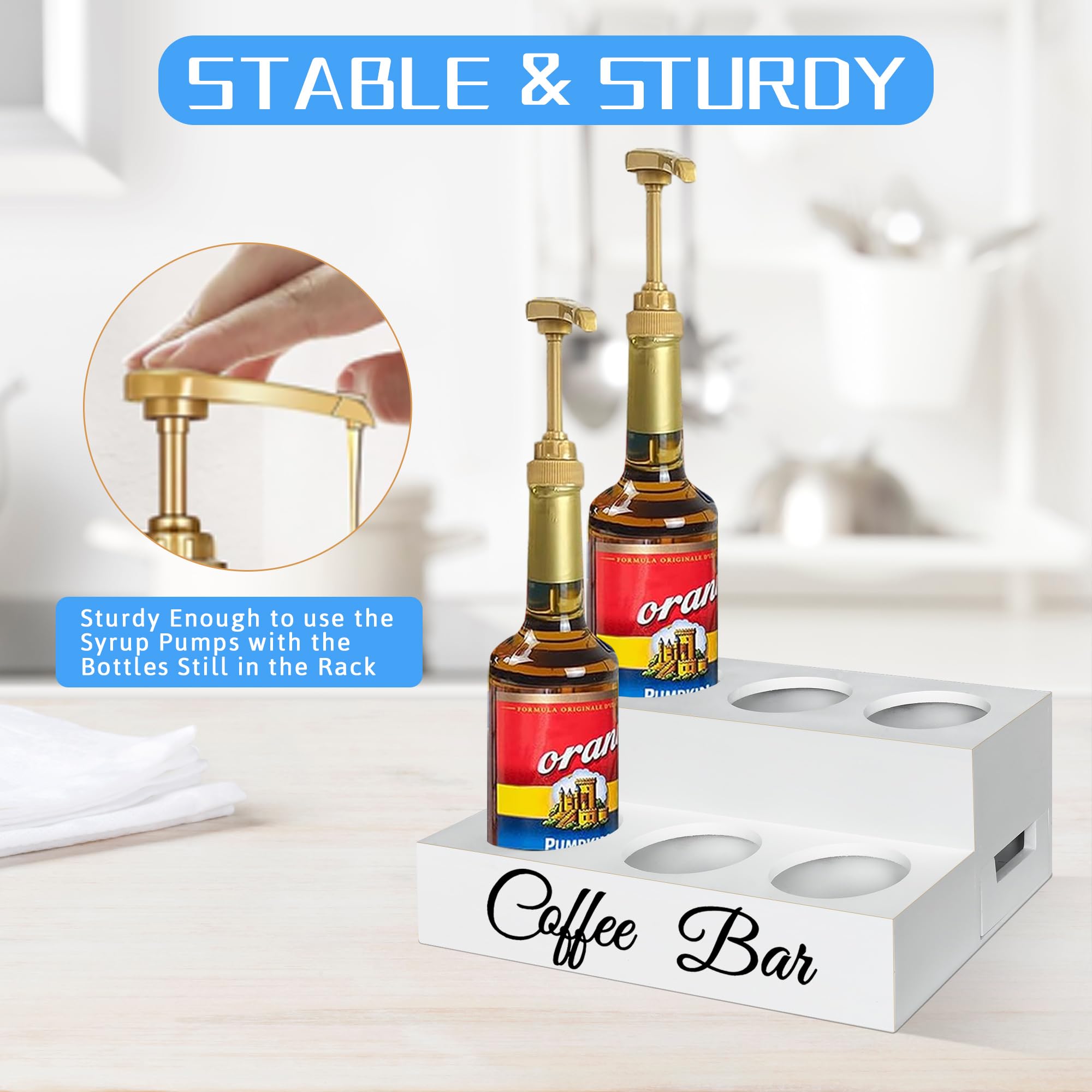 Esbainia Coffee Syrup Organizer, 2 Tier Syrup Rack Stand for Coffee Bar ...