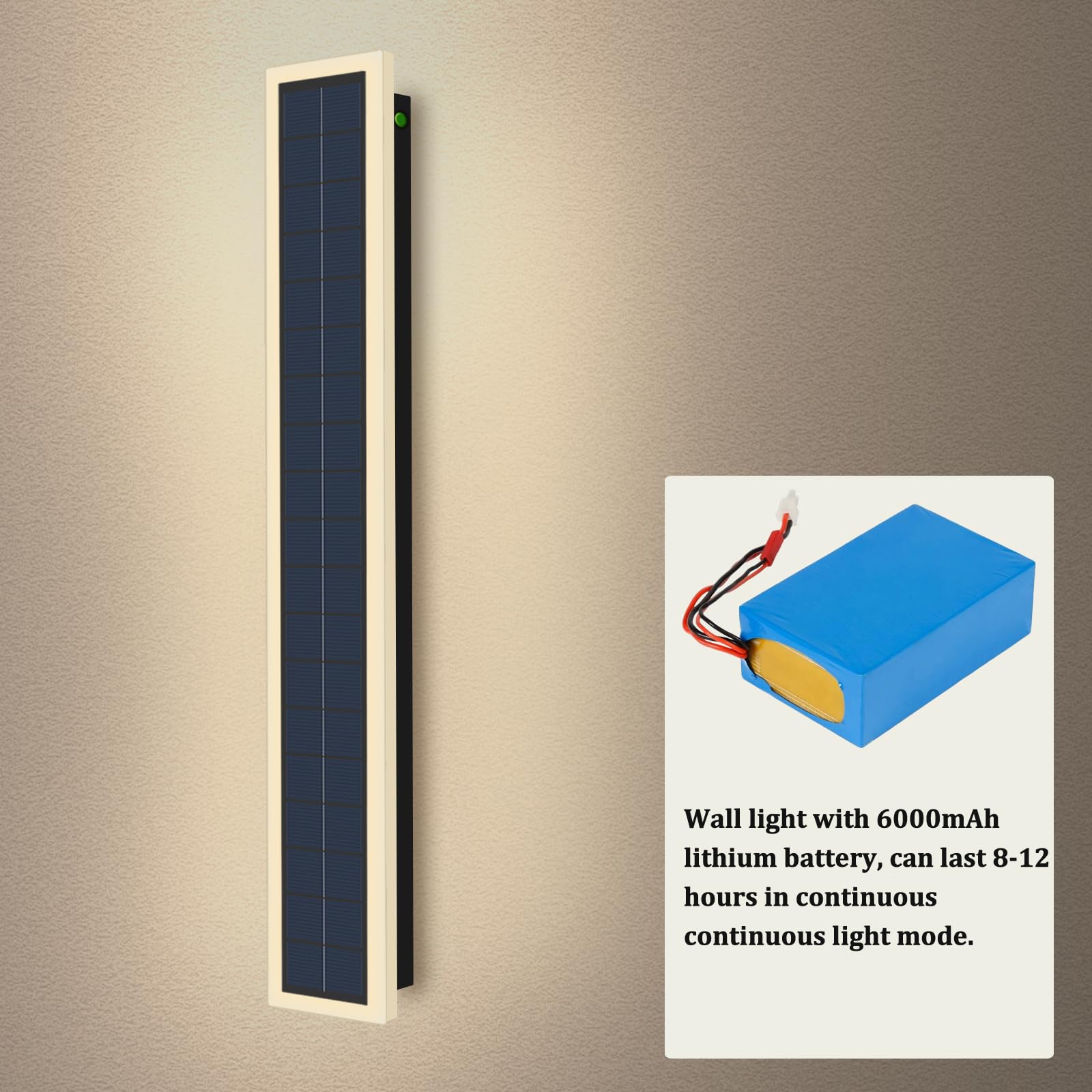 Lange Wandleuchte Aussen Solarbetriebene LED Wandlampe Kabellos, 10W Solar Außenwandleuchte IP65 Wasserdichte Schwarz Wandbeleuchtung Außen für Villa Porch Veranda, Neutralweiß 4500K