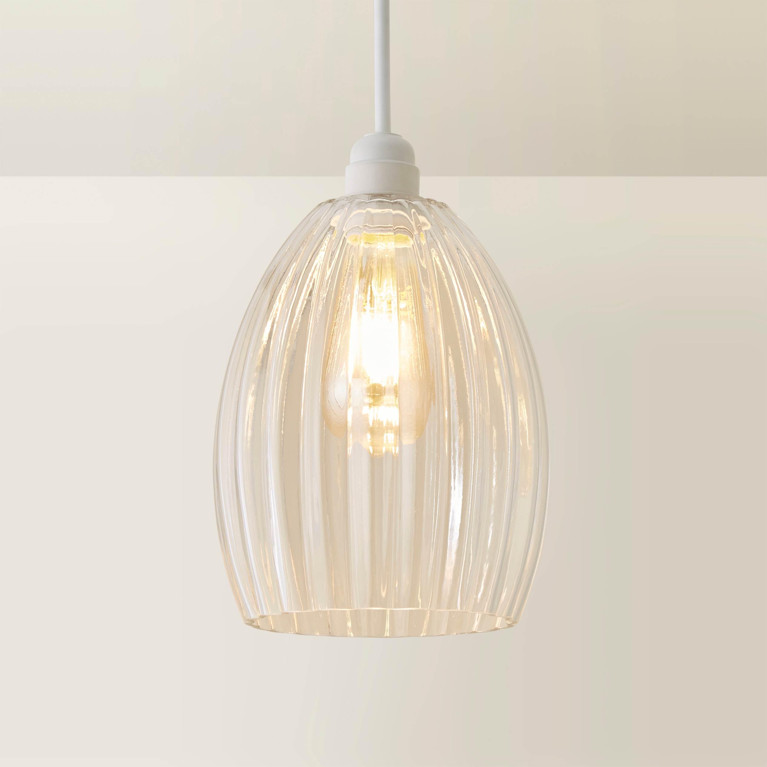 ValueLights | Cheltenham Clear Ribbed Glass Dome Easy Fit Lamp Shade | Shades, Home Décor & Improvement Essential
