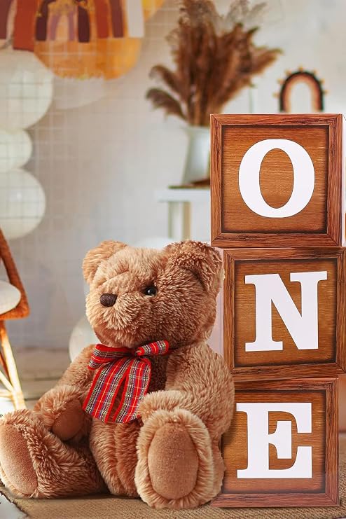Exploded Gone One Written Box and Balloon Set - 1 Year Old Birthday Celebration (Wooden)