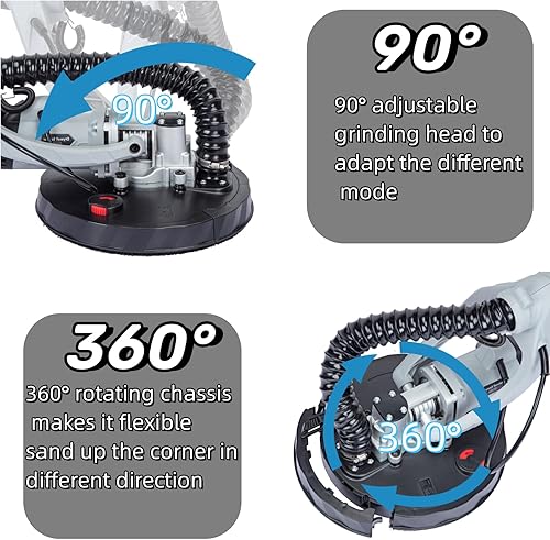 Miniatura 2 de Lijadora de pared seca, velocidad variable 800-1700RPM, 710W, lijadora eléctrica de pared seca con luz LED, mango extensible, manguera de