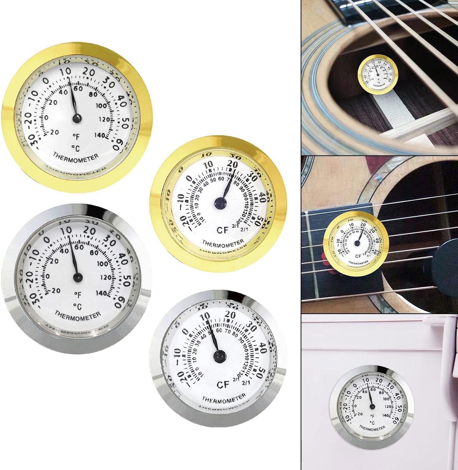 Mechanical Thermometer Round Dial Thermometer for Closet Workshop Greenhouse Gold 37mm