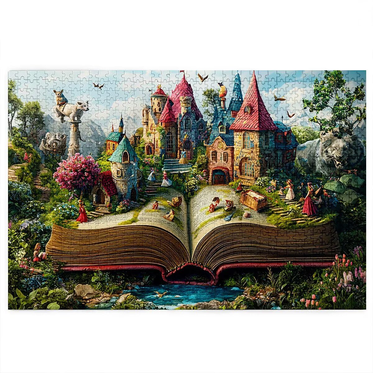 Puzzle 5000 sztuk zamek dla dorosłych, puzzle drewniane książki dla dorosłych, wymagające drewniane łamigłówki, rodzinne gry edukacyjne, łamigłówki z pudełkiem na prezenty dekoracje do domu, prezent