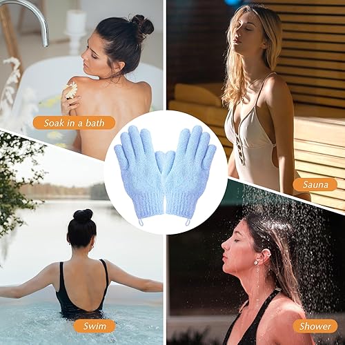 Miniatura 7 de Guantes exfoliantes para ducha, 20 unidades, guantes de ducha exfoliantes para hombres y mujeres, guantes 100% nailon para exfoliación corporal para