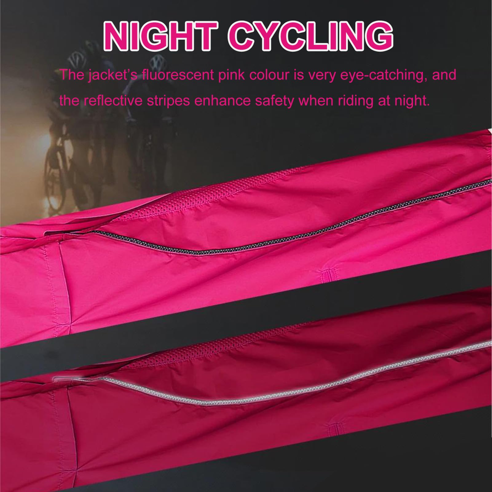 Fractilian Chaqueta de Ciclismo para Mujer Impermeable Transpirable con Capucha Cortavientos 2 en 1 Protección UV Chaleco de Bici Reflectante con Mangas Extraíbles