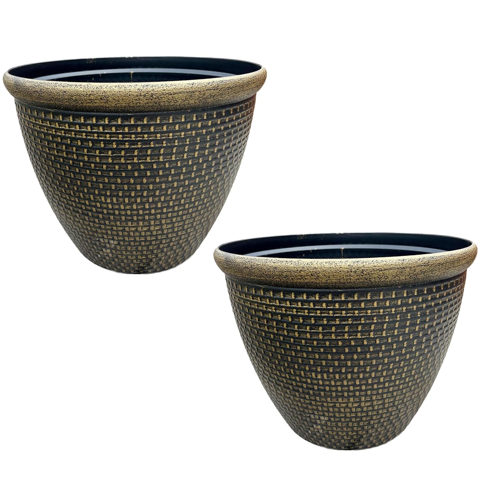 Gr8 Garden Cromarty Gold Round Plant Pot 36Cm 2 Pack