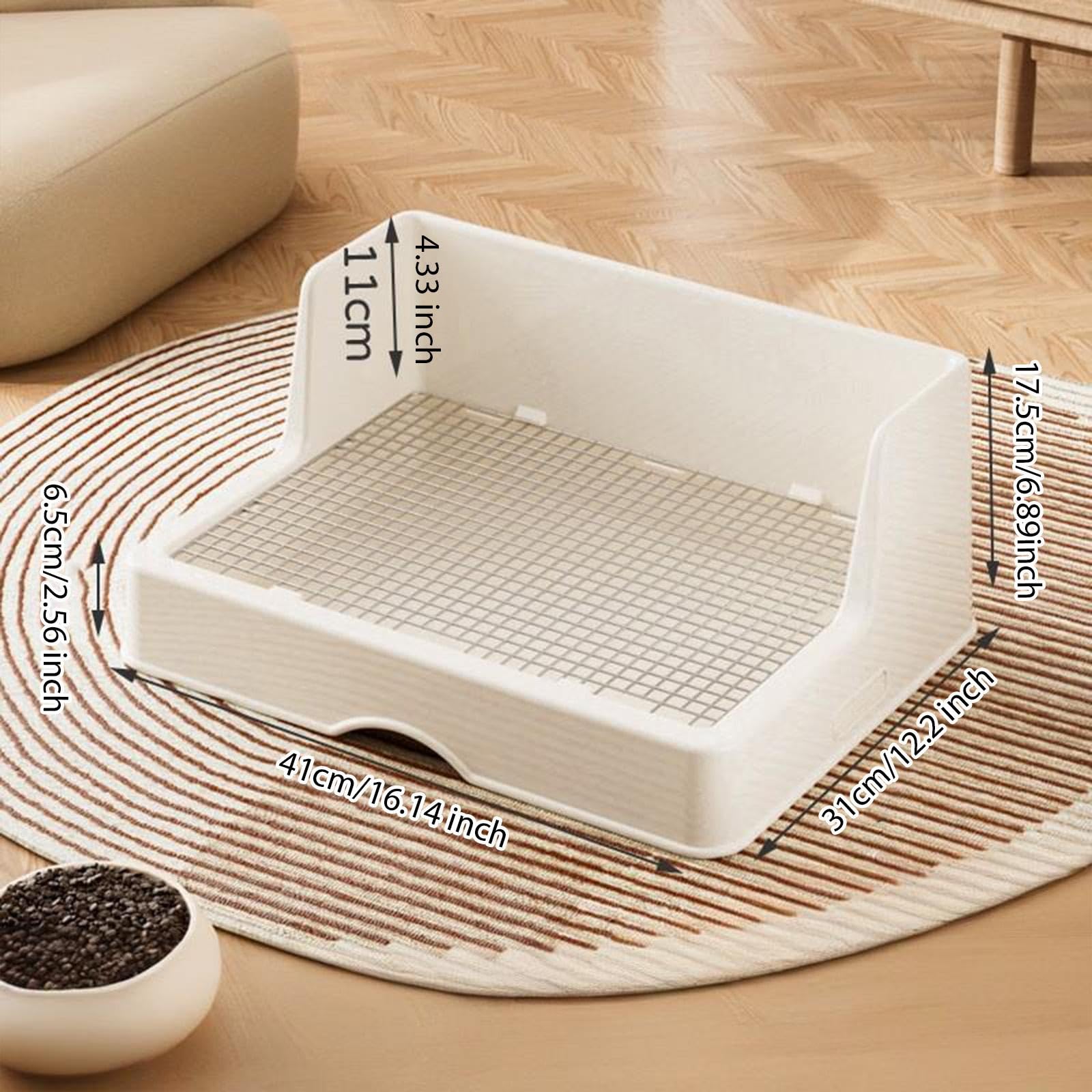 Caja de arena para gatos con rejilla, caja de arena de esquina, orinal para hámsters, chinchillas, animales pequeños, conejos, rejilla pequeña de 10 mm