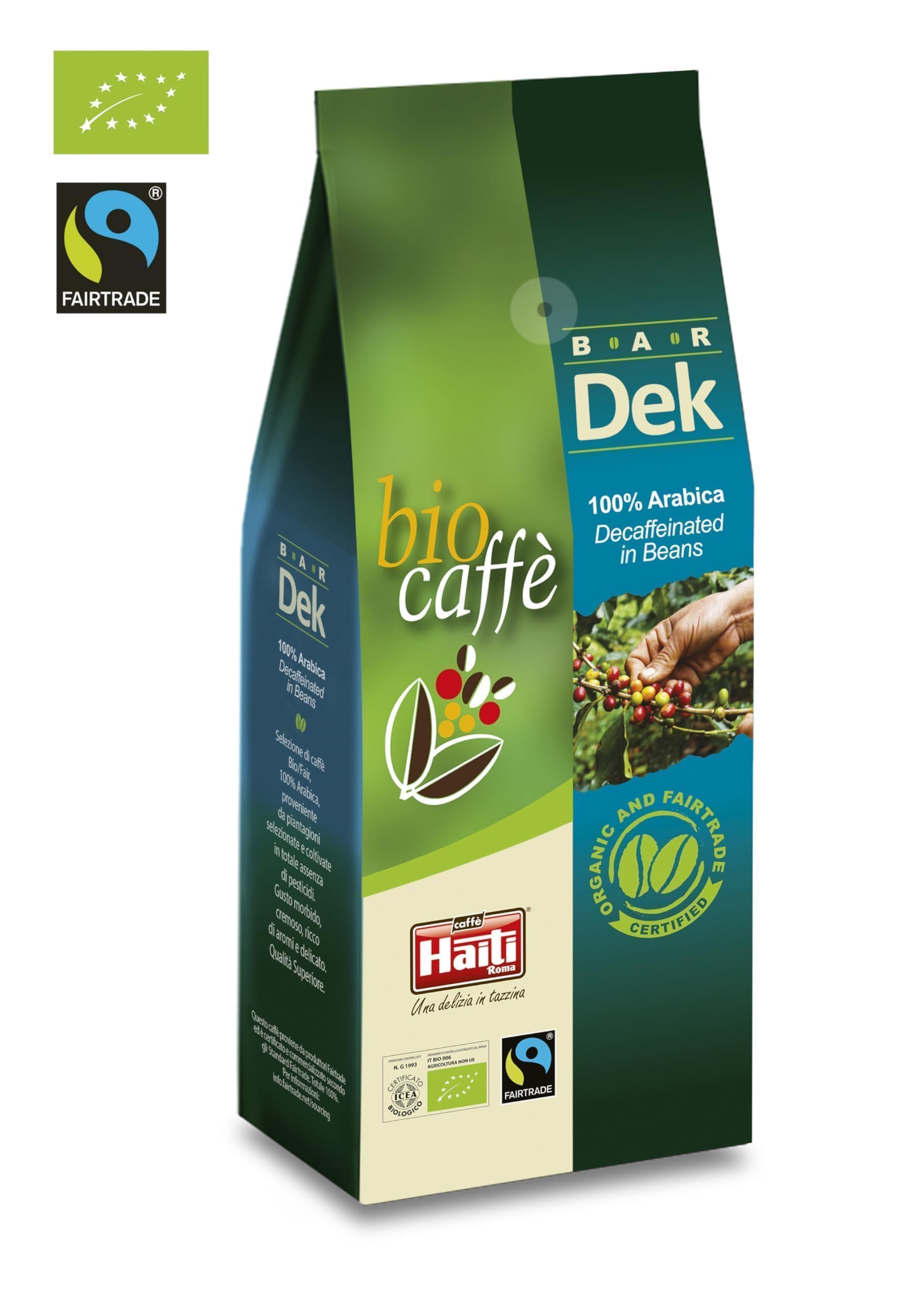 Caffè Haiti Roma Biocaffè Bar Dek 100% Café arábica en granos 100% Orgánico 100% Comercio justo 2 x 500 g