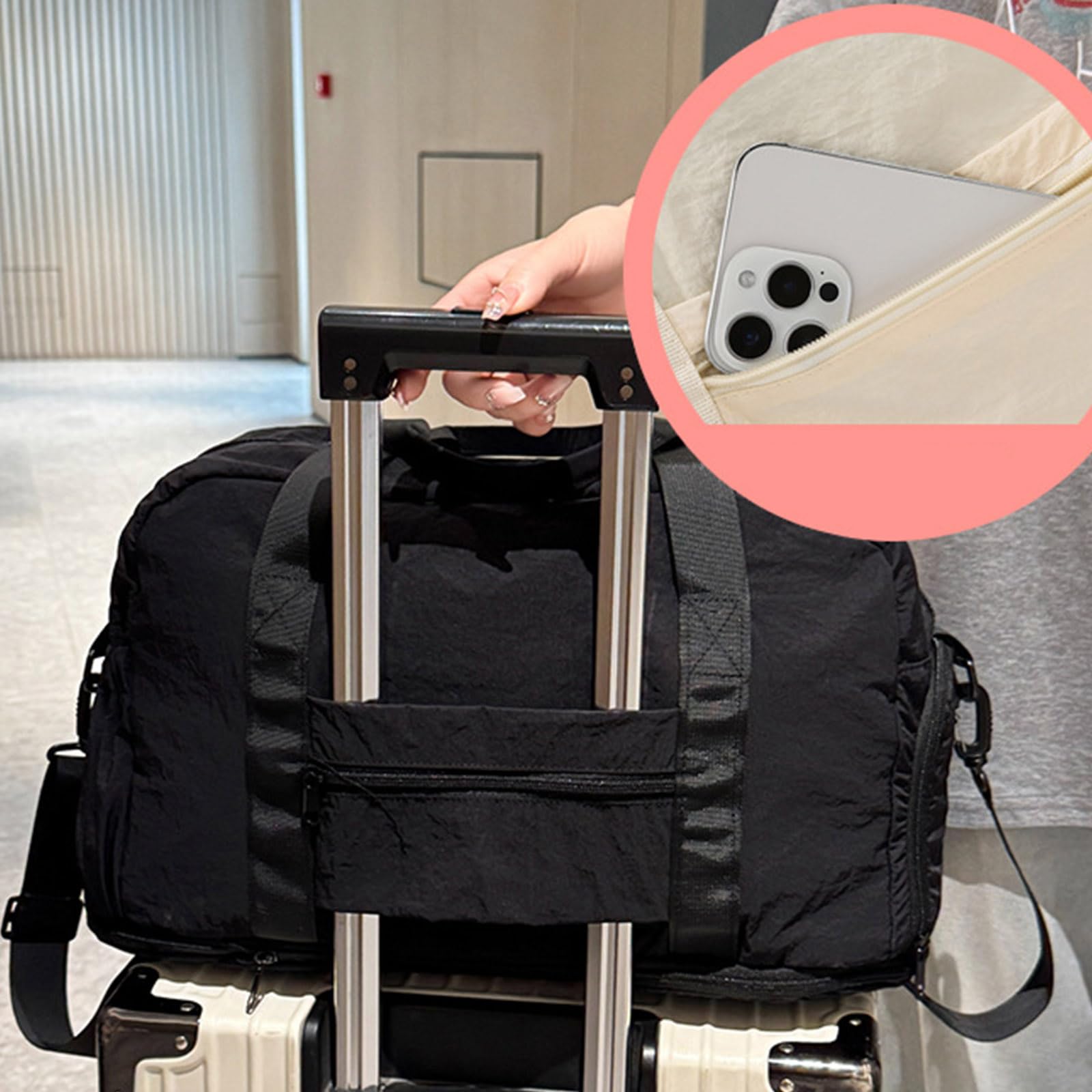 Pratiche borse da viaggio in tessuto Oxford Separazione a umido e a secco Design pieghevole Impermeabile Stili trasporto multipli per l ' uso borse da viaggio spaziose