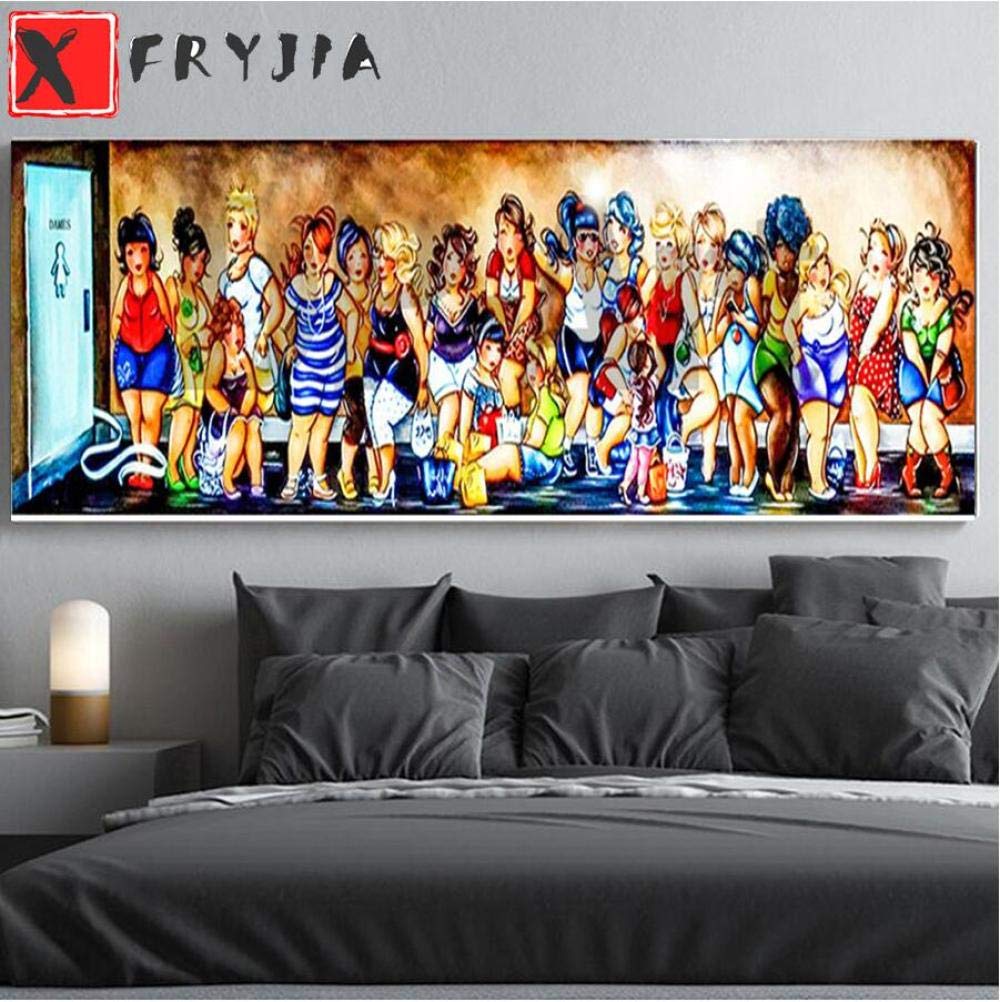Peinture diamant 5D fat ladies pour décorer votre salon avec une œuvre colorée de 20 x 60 cm