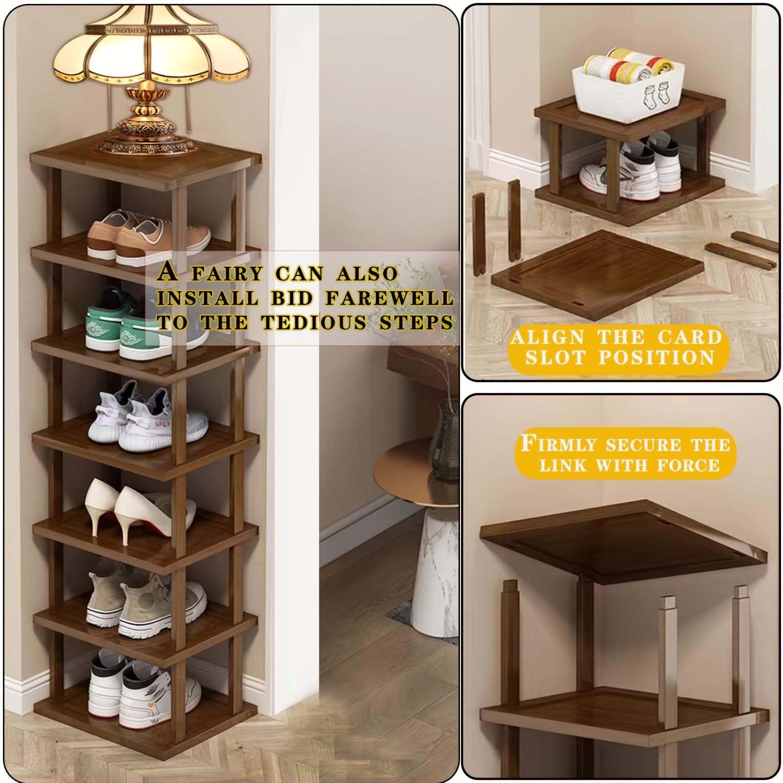 Best Corner Shoe Rack Picks for 2026 2 AFOORD Vertical Shoe Rack - Tall Narrow Shoe Rack Organizer for Small Spaces,5 T — product photo