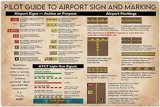 YoyaVex Funny Pilot Knowledge Pilot Guide To Airport Marking Pilot Reading Guide Metal Sign 12x8 Inch Home Kitchen Art Wall Decor Bath Garden Vintage Garage Cafe Bar Pub Tin Poster