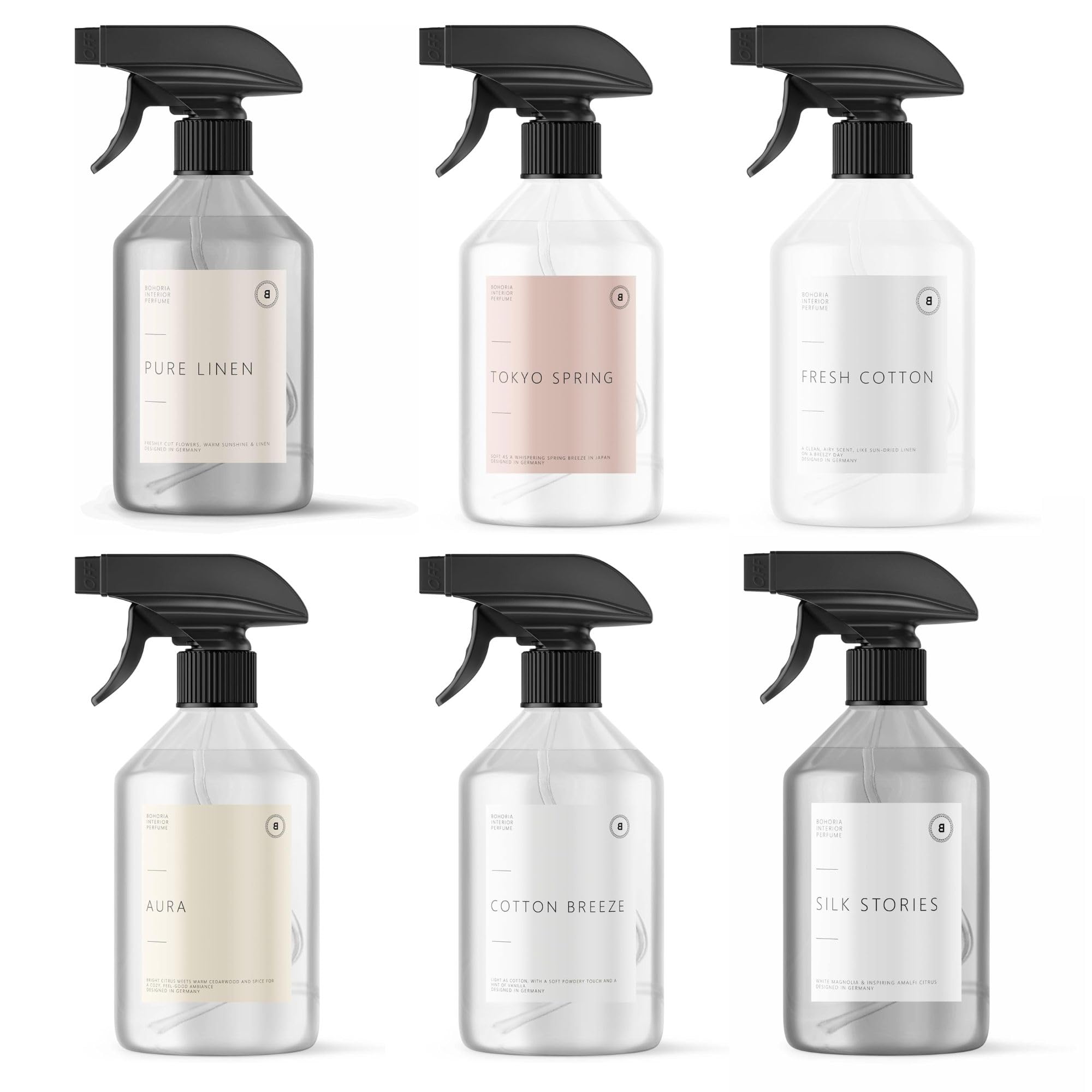 BOHORIA® Raumspray Bundle 6x 500ml Frische Wäsche Bundle Lufterfrischer Duft – stimulierender und frischer Raumduft für ein einzigartiges Dufterlebnis (6er Bundle Best Of)