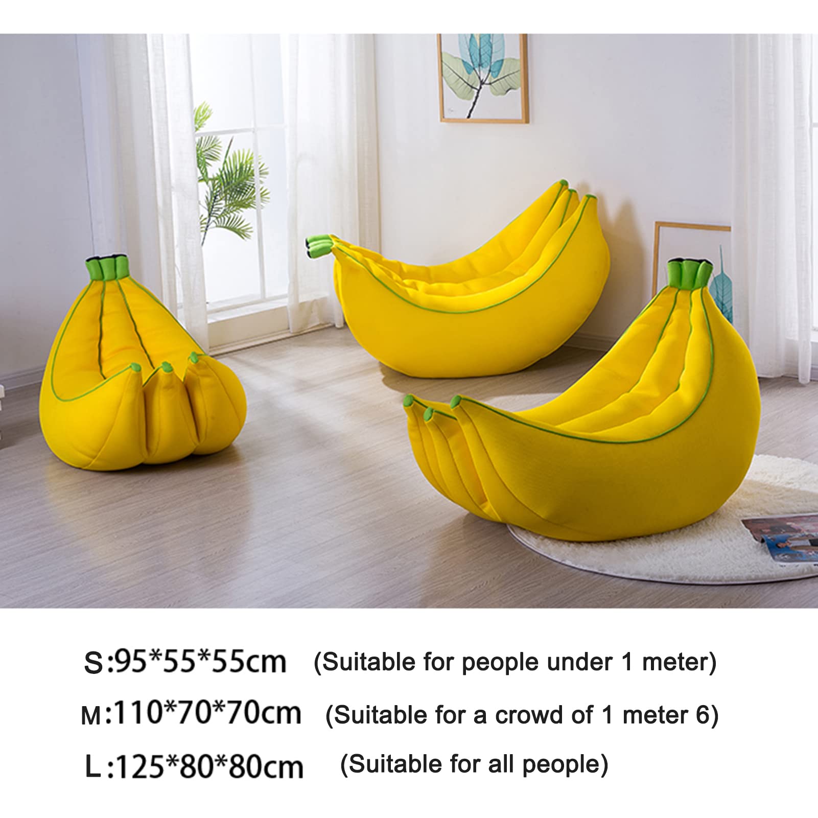 LDIW Lazy Sofa Sitzsackhülle Sitzsack- (Ohne Füllung) Banana Shape Shaped,für Gaming oder Entspannen - Indoor wie Outdoor Lounge Bean Bag für Kinder und Erwachsene,110 * 70 * 70cm
