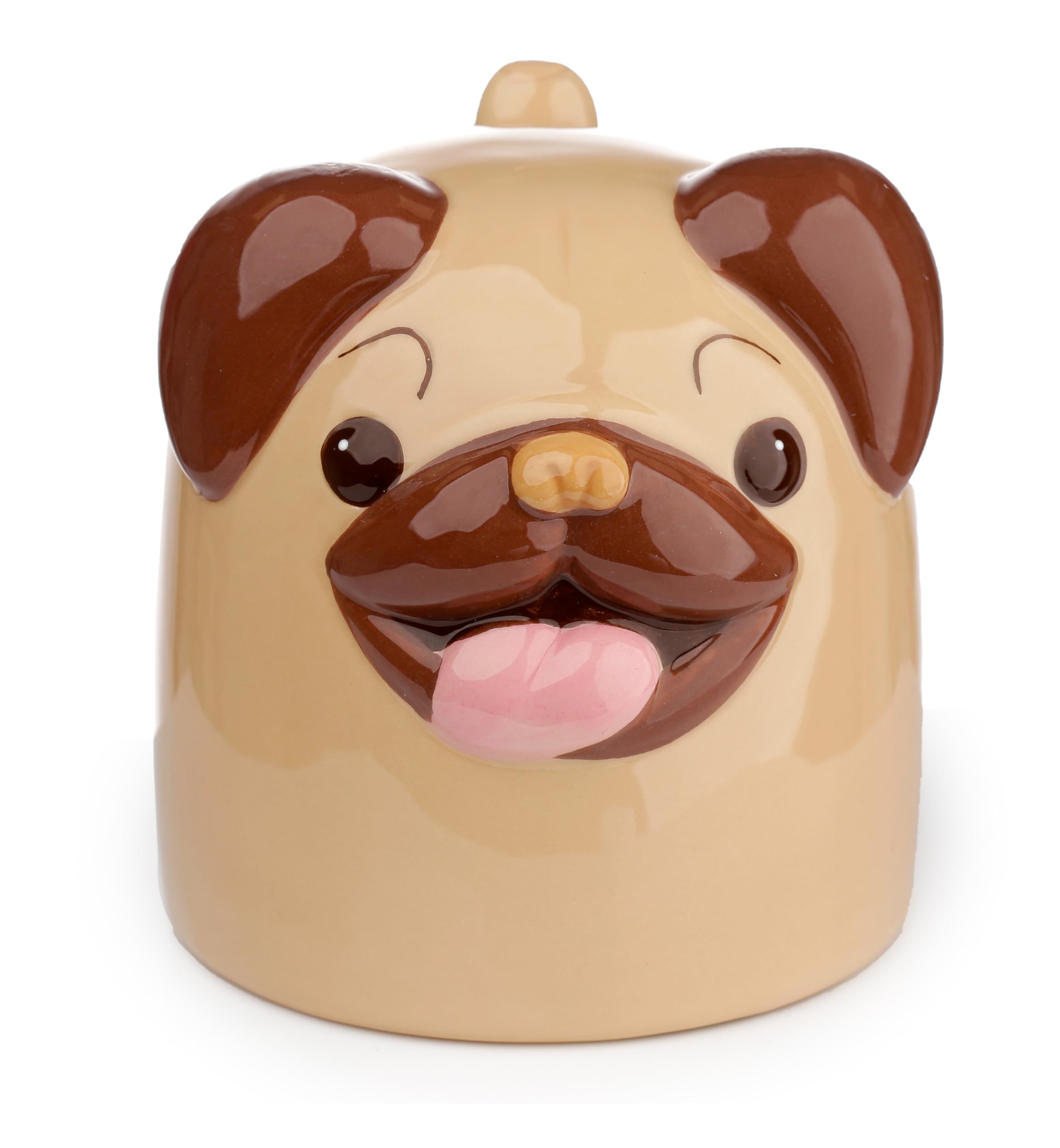 Puckator Mopps Pug Upside Down Ceramic Shaped Tea Coffee Mug - Funny Home Accessories - Cute Gifts for Girlfriend - Large Mugs for Men Women Hot Drinks - Cute Cups Presents Secret Santa Gift Cup Set