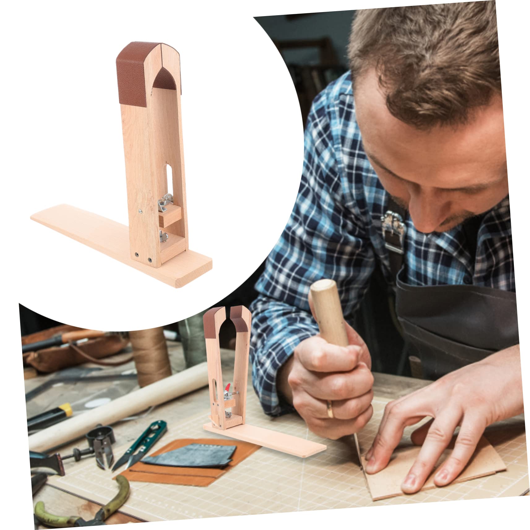 NUOBESTY Pinza de Madera para Costura Artesanal de Cuero, 1 Juego