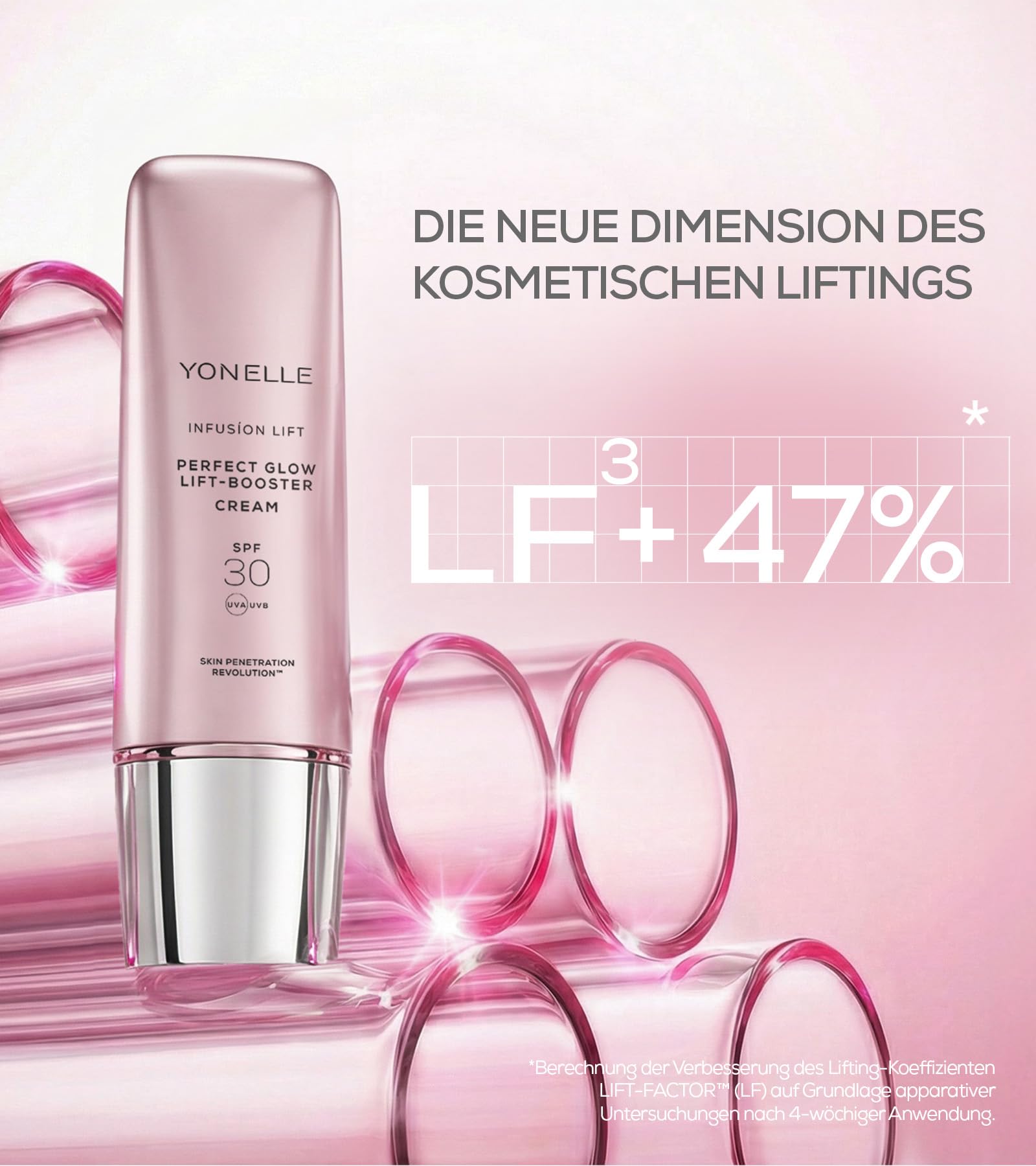 YONELLE Faltencreme mit Soforteffekt & Glow LSF 30 für reife Haut | Peptide, Hyaluron, getönte Tagespflege, Feuchtigkeit, Elastizität, Lifting-Pflege, ebenmäßiger Hautton, seidiges Finish