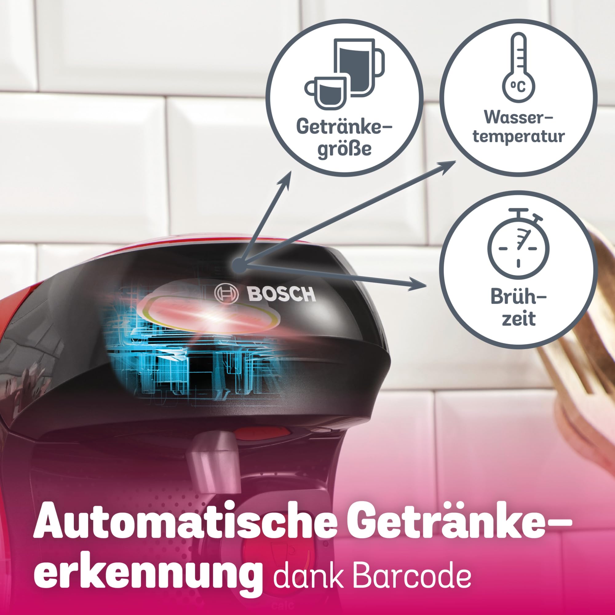 Bosch Tassimo Kapselmaschine TAS103E, 1400 W, über 70 Getränke, rot/schwarz