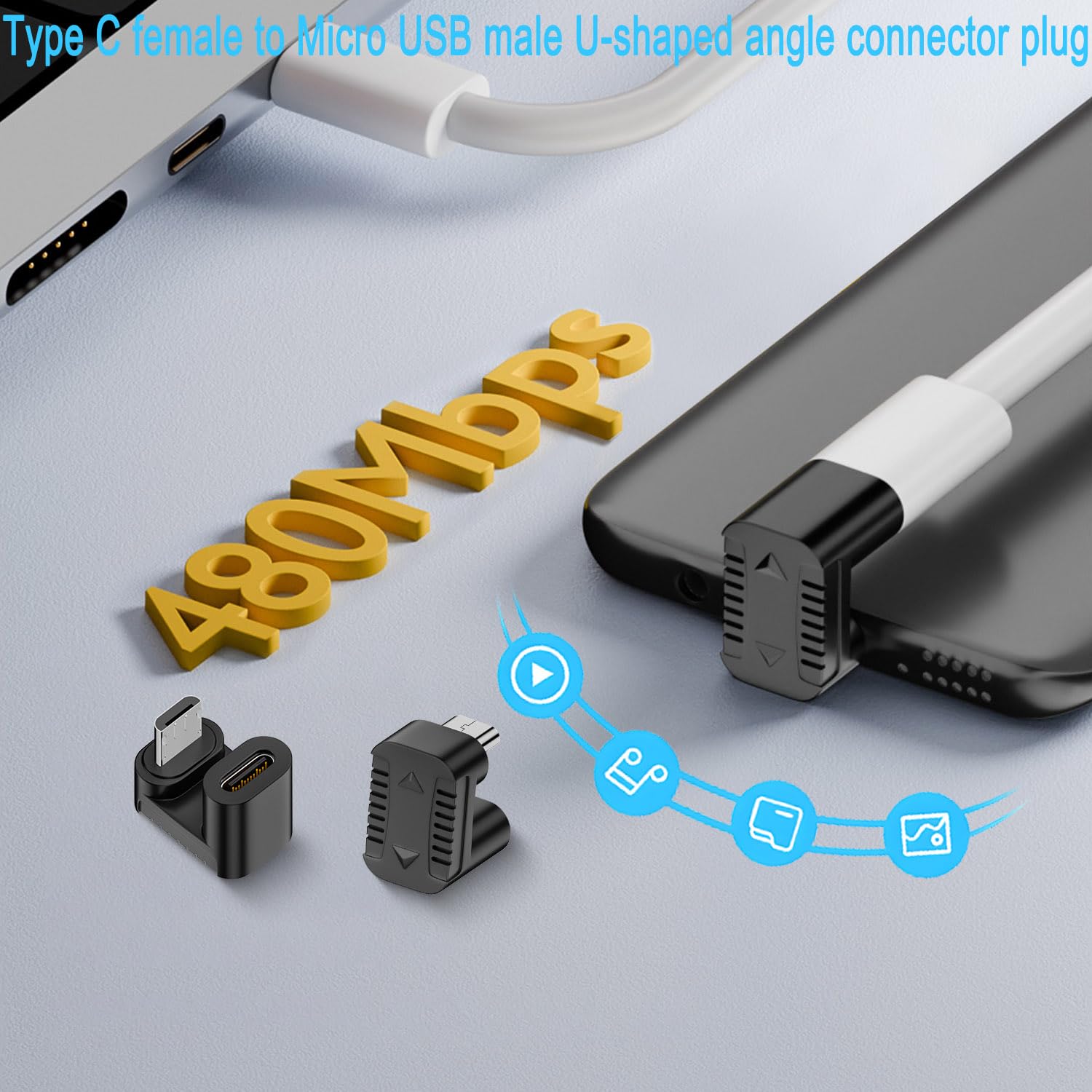 QIANRENON USB-C Auf 2x Micro USB Splitterkabel – 30 Cm, 5V/3A Ladekabel, 2 Stück – Zum Gleichzeitigen Laden Von 2 Geräten