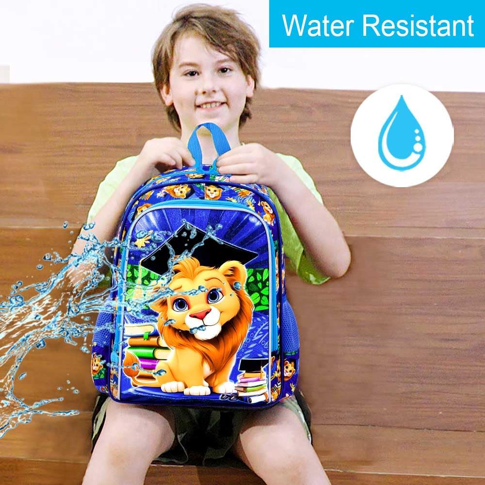 gxtvo 3PCS Kids Lion Backpack for Boys, 16" Kids Bookbag with Lunch Box, Water Resistant School Bag for Elementary Prechool Toddler - Image 6