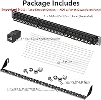 Vista 7 de Jadaol [Listado UL] Panel de Parches de 24 Puertos para Montaje en Rack o Montaje en Pared de 19 Pulgadas, Panel de Red Cat 6 de 1U Precargado